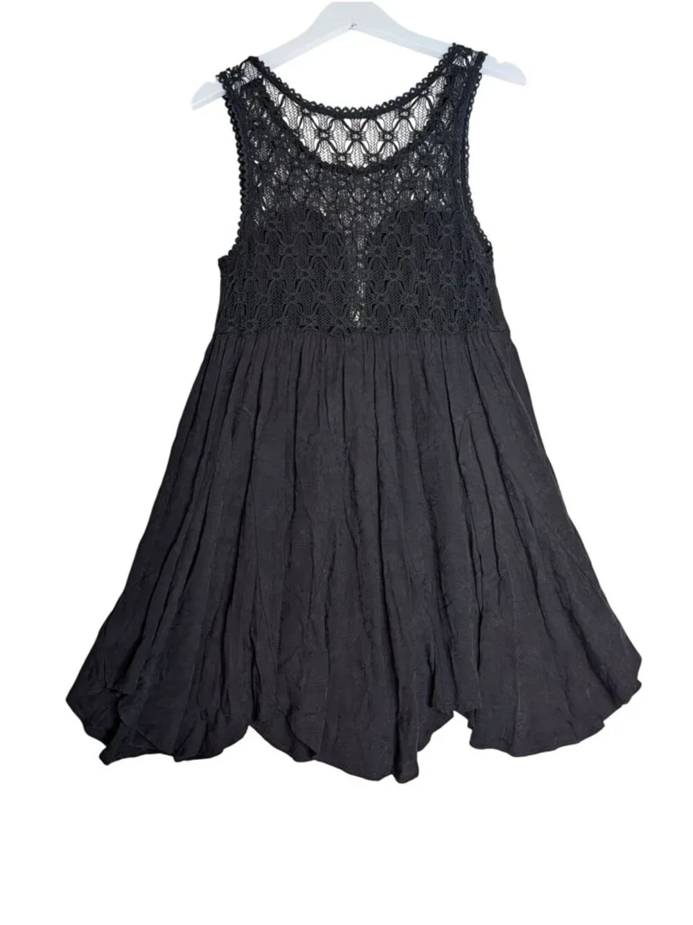 Free People Black Sleeveless Sweetheart Lace Neckline Mini Dress LBD Sz M
